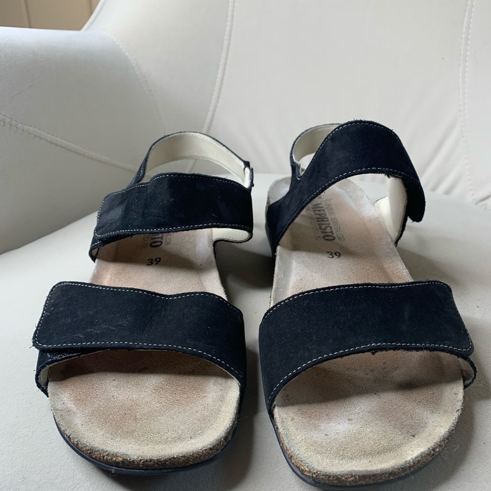 Mephisto Womens EU 39 US 9 Black Leather Sandals - Picture 2 of 4